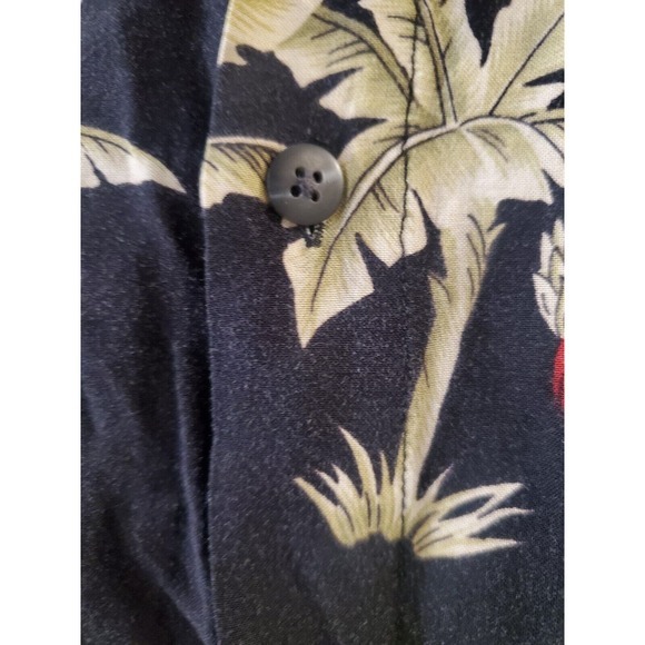 Pierre Cardin‎ Medium Button Up Hawaiian Shirt Collared Black Korea Hula Palm - Picture 3 of 16